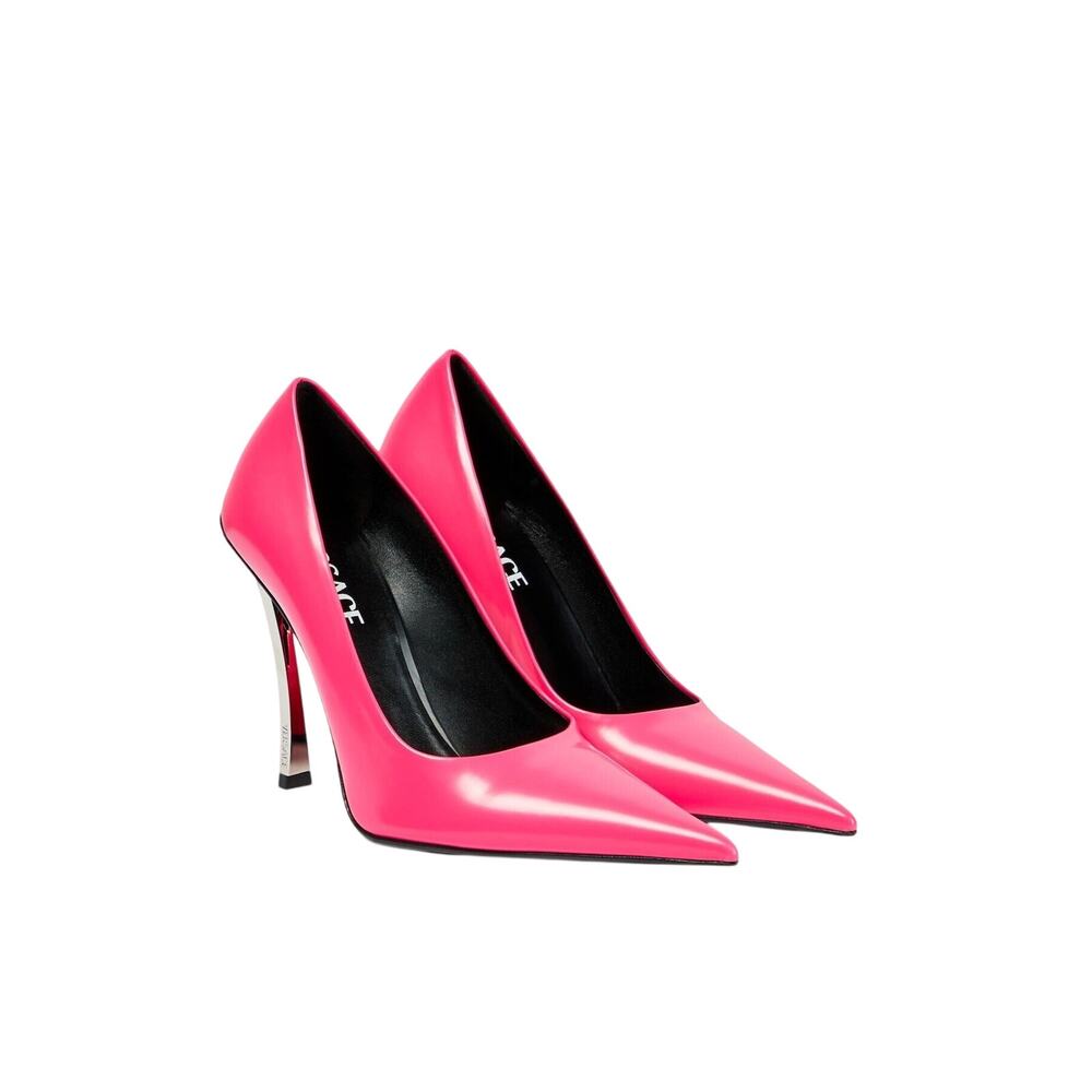 NIB Versace Pin Point Pump EU 38 US 8 Pink Leather Pointed Toe Stiletto $1,325